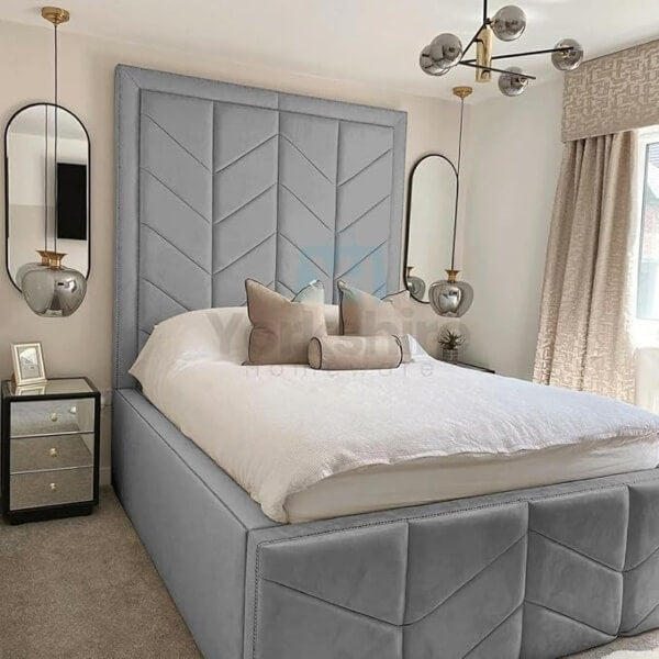 Luxury High Headboard Bed Ottoman Gas Lifts