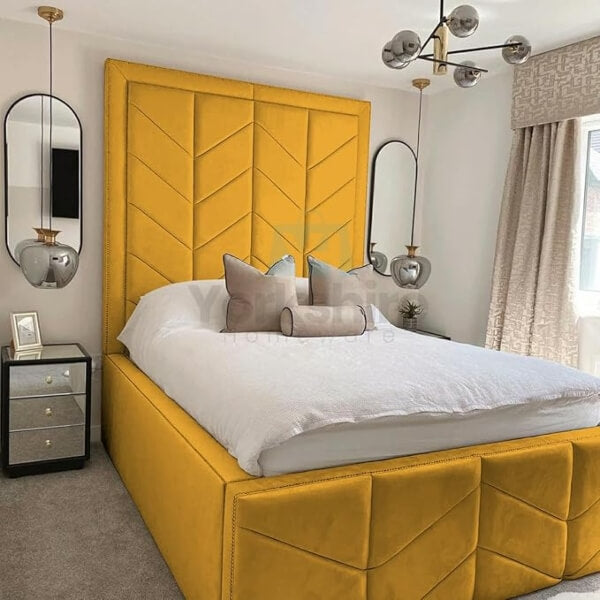 Luxury High Headboard Bed Ottoman Gas Lifts