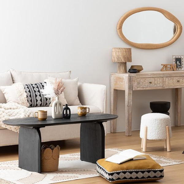 Plush Faux Sheepskin Footstool Ottoman – White
