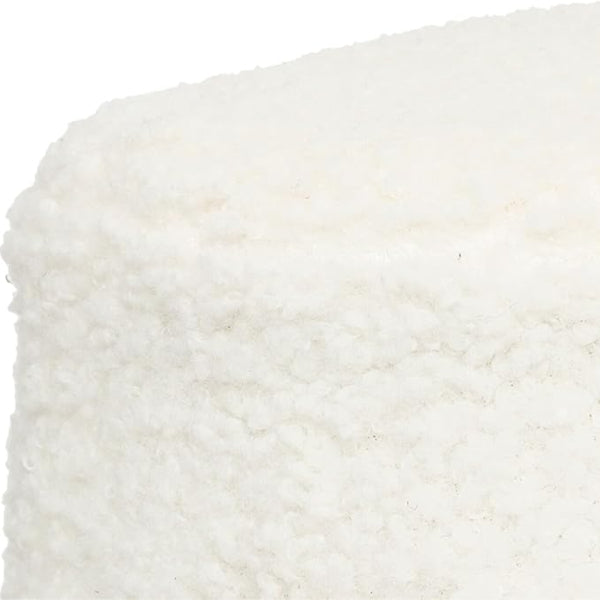 Plush Faux Sheepskin Footstool Ottoman – White