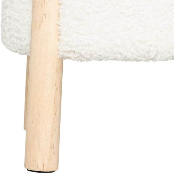 Plush Faux Sheepskin Footstool Ottoman – White