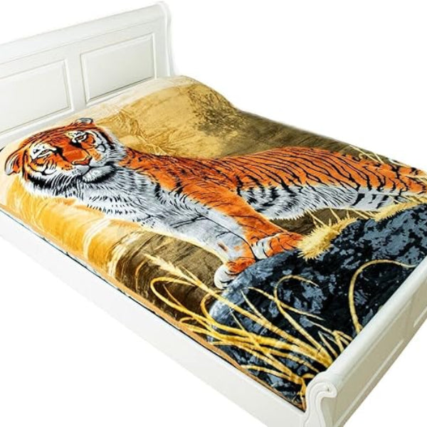 Mink Warm Sofa Bed Decor - Blankets for Couch and Bed - Printed Roll Mink Throw Sofa Bed Decor - Winter Warm Blanket Travel Bed (Moonlight Wolf, Double (150x 200 Cm))