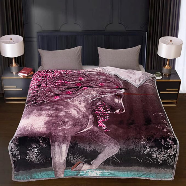 Mink Warm Sofa Bed Decor - Blankets for Couch and Bed - Printed Roll Mink Throw Sofa Bed Decor - Winter Warm Blanket Travel Bed (Moonlight Wolf, Double (150x 200 Cm))