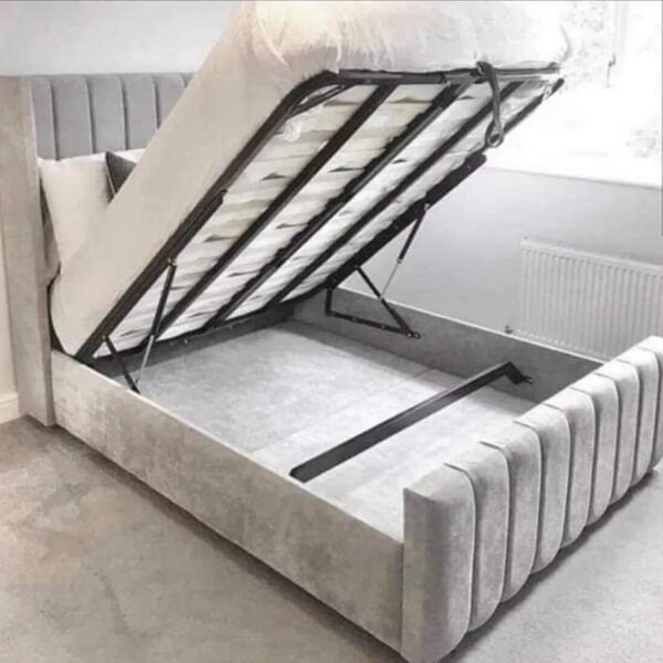 NEW OTTOMAN PANEL PLUSH VELVET UPHOLSTERED BEDFRAME MANUFACTURED IN THE UK SALE