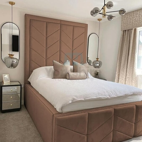 Luxury High Headboard Bed Ottoman Gas Lifts