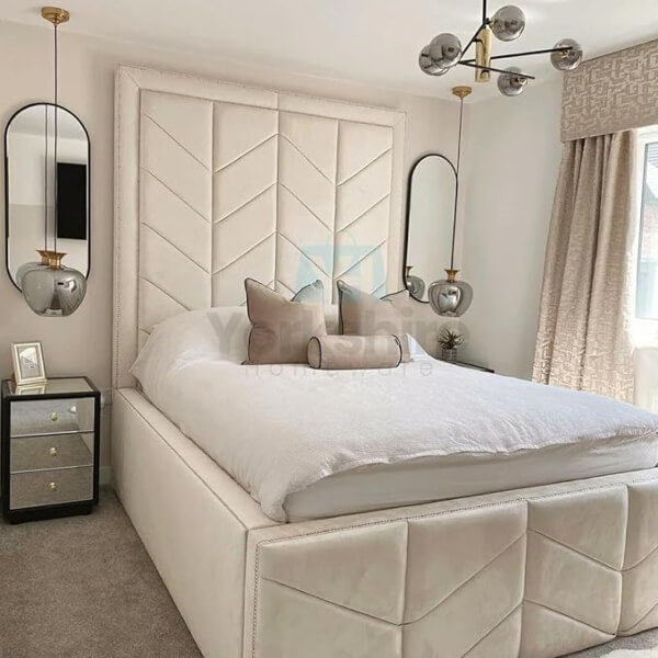Luxury High Headboard Bed Ottoman Gas Lifts