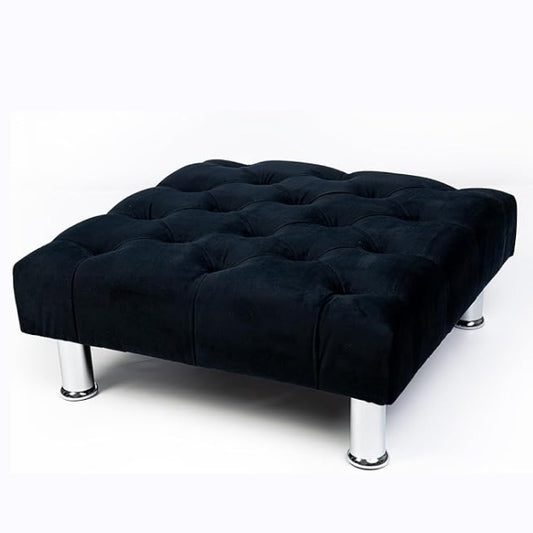 Chesterfield Footstool Coffee Table Footrest Plush Velvet Fabric & Deep Matching Buttons Upholstered Pouffe Strong and Durable Footstool 50cm (L) x 50cm (W) x 15cm (H)