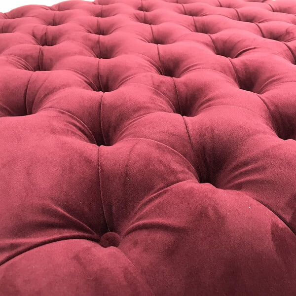 Extra Large Chesterfield Footstool - Plush velvet Burgundy - Deep Buttoned Ottoman - Coffee Table