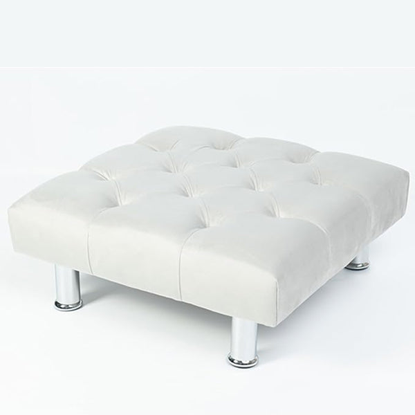 Chesterfield Plush Velvet Footstool – Luxury Padded Seat with Button-Tufted Design, Upholstered Ottoman with Choice of Wooden or Chrome Legs (Available in Multiple Sizes)