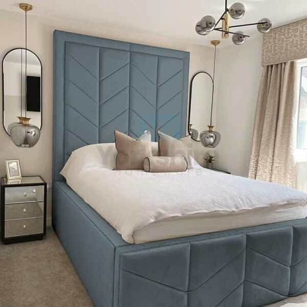 Luxury High Headboard Bed Ottoman Gas Lifts