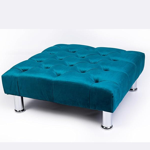 Chesterfield Plush Velvet Footstool – Luxury Padded Seat with Button-Tufted Design, Upholstered Ottoman with Choice of Wooden or Chrome Legs (Available in Multiple Sizes)