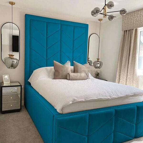 Luxury High Headboard Bed Ottoman Gas Lifts