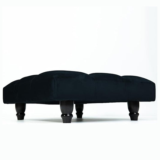 Chesterfield Footstool Coffee Table Footrest Plush Velvet Fabric & Deep Matching Buttons Upholstered Pouffe Strong and Durable Footstool 40cm (L) x 40cm (W) x 15cm (H)