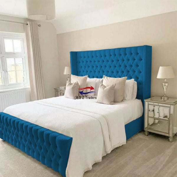 Osaka Chesterfield Ottoman Storage Gas Lift Winged Bed Frame Velvet Upholstered