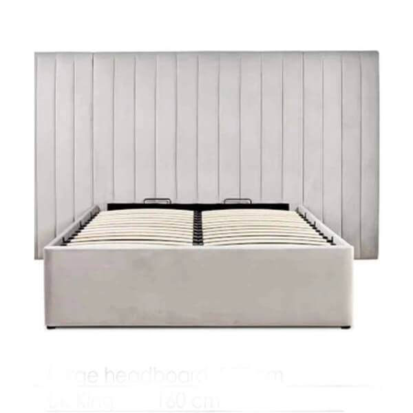 WIDE PANEL HEADBOARD NAPLES VELVET UPHOLSTERED BED FRAME DOUBLE & KING SIZE