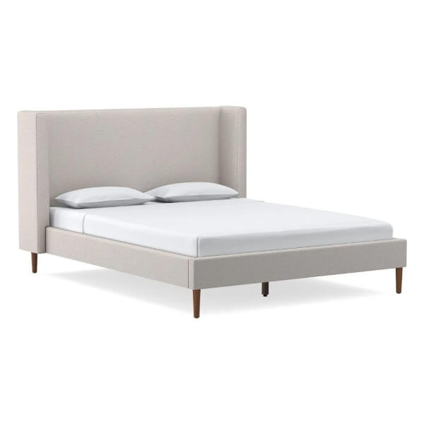 CUBILE PLAIN WING NAPLES VELVET UPHOLSTERED BED FRAME DOUBLE & KING SIZE