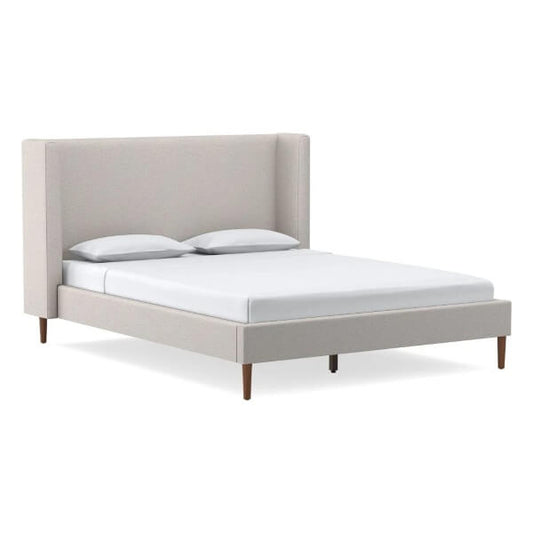 CUBILE PLAIN WING NAPLES VELVET UPHOLSTERED BED FRAME DOUBLE & KING SIZE