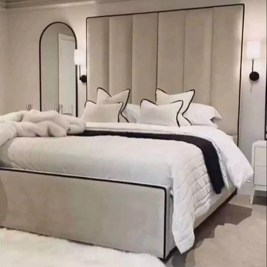 HURRYCANE PANEL VELVET UPHOLSTERED BED FRAME ALL SIZES AVAILABLE