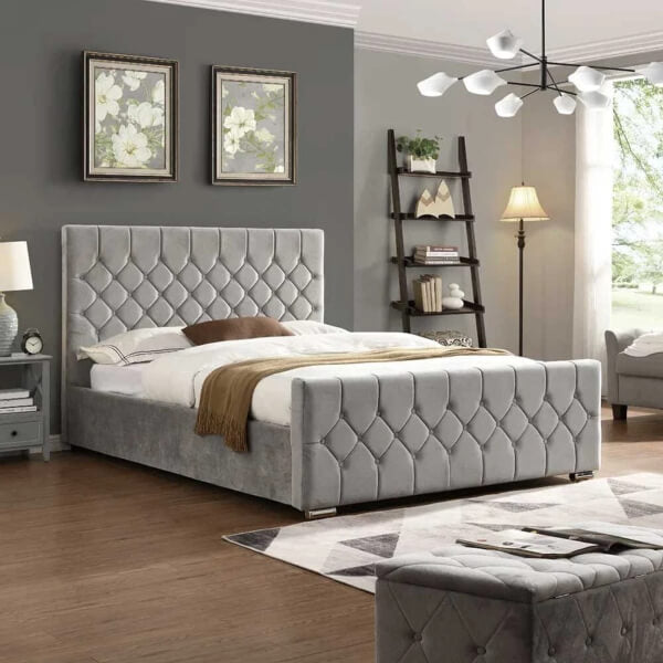 MONOCO BRAND NEW NAPLES VELVET UPHOLSTERED BED FRAME DOUBLE & KING SIZE
