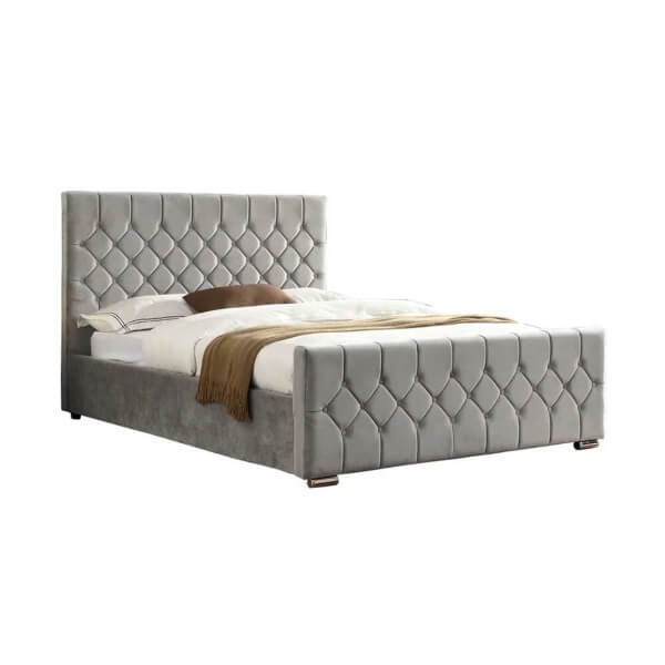 MONOCO BRAND NEW NAPLES VELVET UPHOLSTERED BED FRAME DOUBLE & KING SIZE