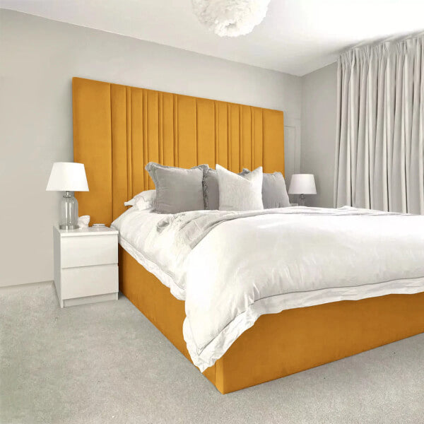 LUXURY WIDE PANEL VELVET UPHOLSTERED BED FRAME ALL SIZES AVAILABLE