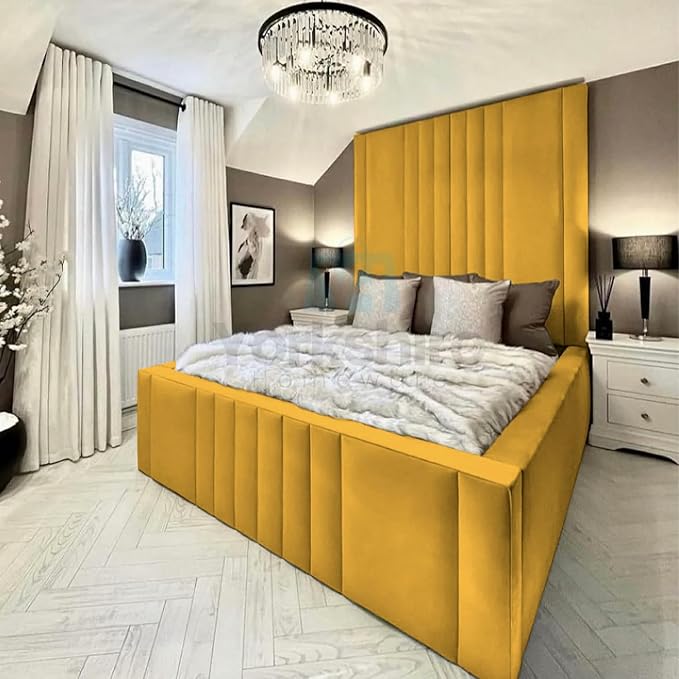 Luxury High Headboard Bed Ottoman