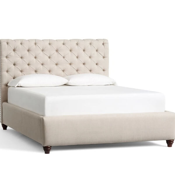 SCROLL SLEIGH NAPLES PLAIN VELVET UPHOLSTERED BED FRAME DOUBLE & KING SIZE