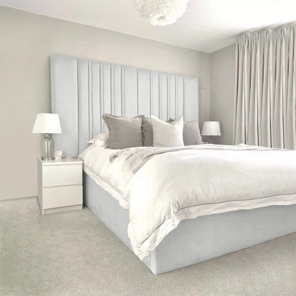 LUXURY WIDE PANEL VELVET UPHOLSTERED BED FRAME ALL SIZES AVAILABLE