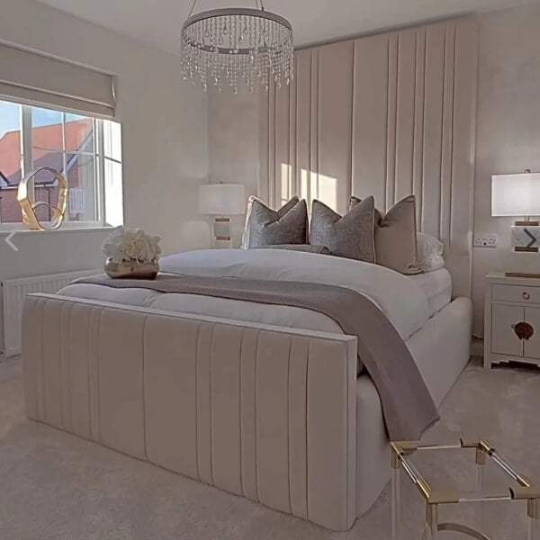 SOHO PANEL VELVET UPHOLSTERED BED FRAME ALL SIZES AVAILABLE