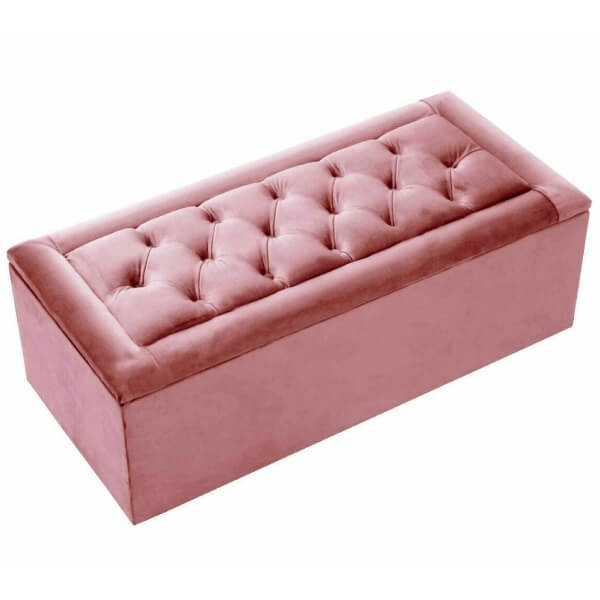Luxury Large Chesterfield Gas Lift Plush soft Velvet Ottoman Box