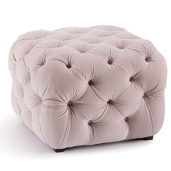 AWQM Modern Velvet Ottoman – Multi-Functional Square Footstool with Metal Legs & Hidden Storage