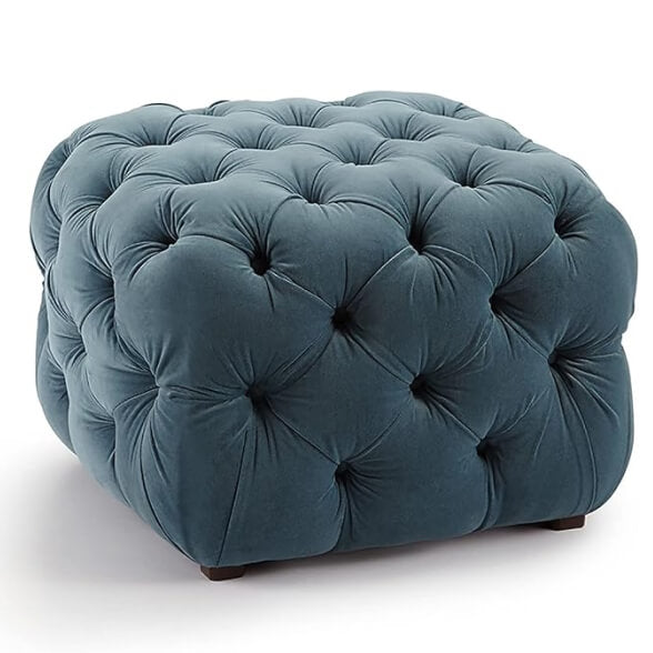 AWQM Modern Velvet Ottoman – Multi-Functional Square Footstool with Metal Legs & Hidden Storage