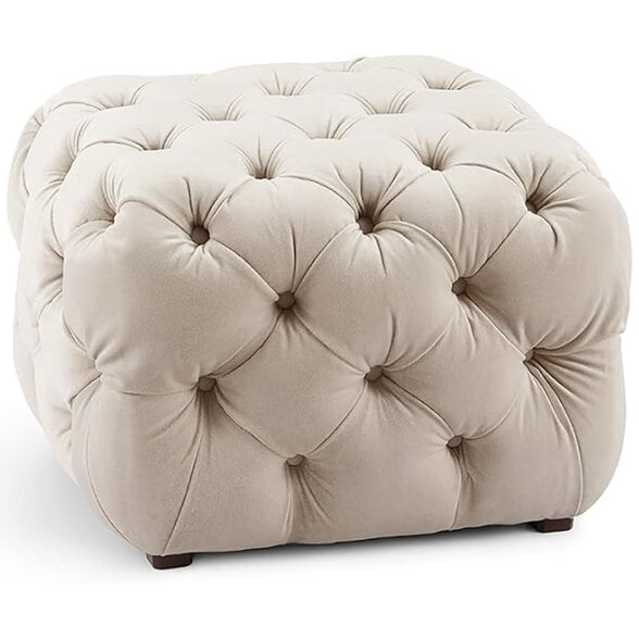 AWQM Modern Velvet Ottoman – Multi-Functional Square Footstool with Metal Legs & Hidden Storage