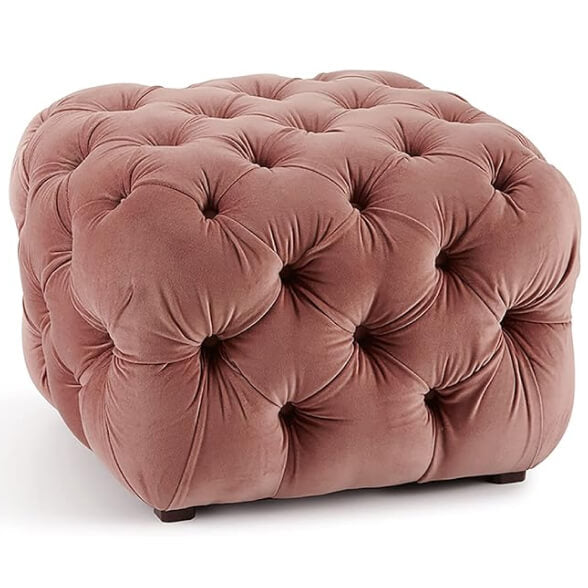 AWQM Modern Velvet Ottoman – Multi-Functional Square Footstool with Metal Legs & Hidden Storage