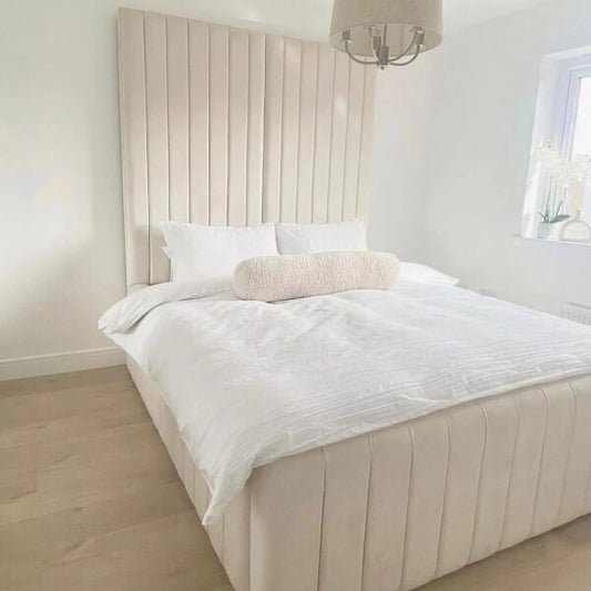 VITON PANEL VELVET UPHOLSTERED BED FRAME ALL SIZES AVAILABLE