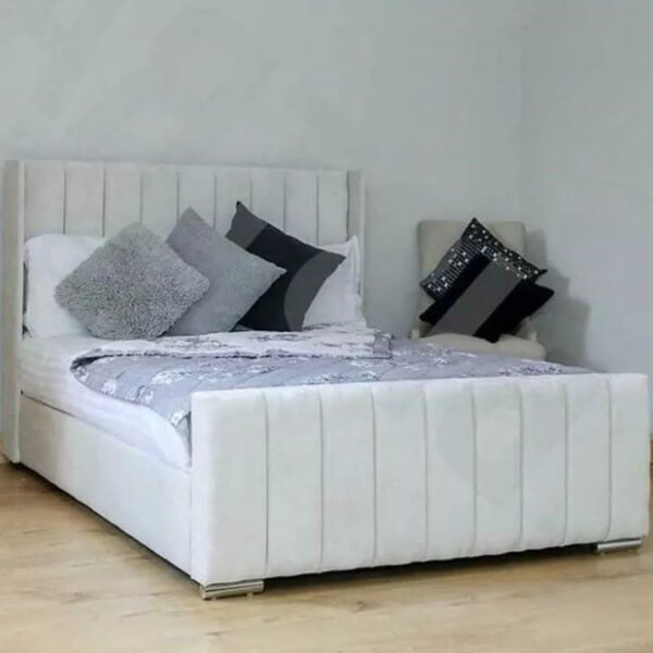 NEW OTTOMAN PANEL PLUSH VELVET UPHOLSTERED BEDFRAME MANUFACTURED IN THE UK SALE