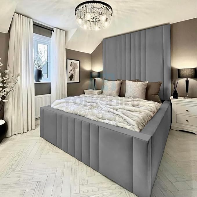 Luxury High Headboard Bed Ottoman