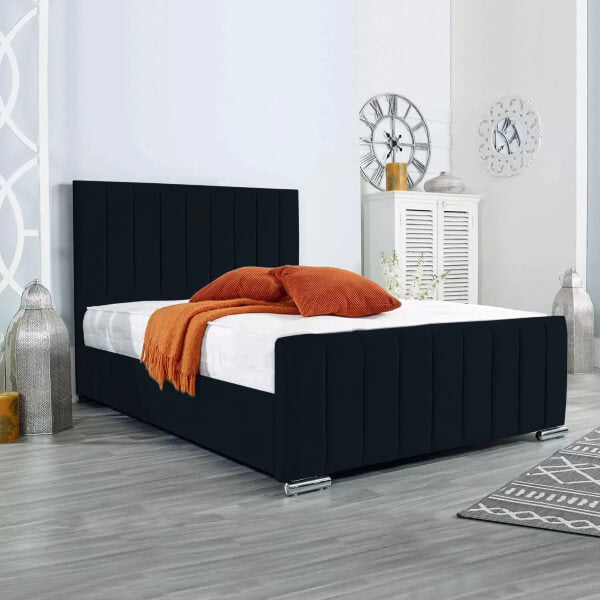 Panel Plush Velvet Upholstered Bed Frame 3ft 4ft6 Double 5ft King