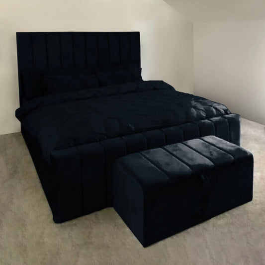 Plush Panel Velvet Upholstered Bed Frame Lined Bed Craft Frames All Sizes