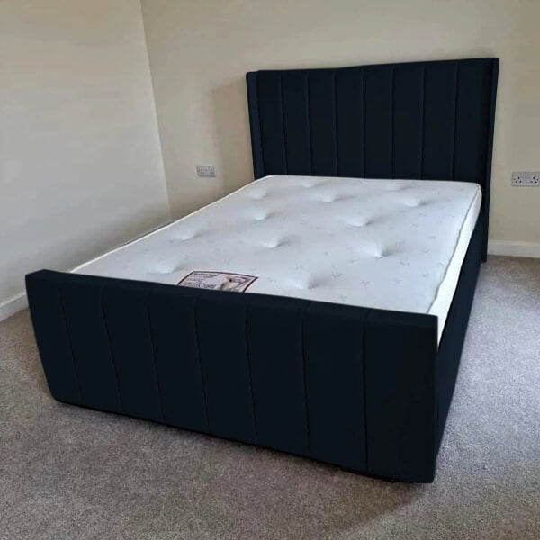 NEW OTTOMAN PANEL PLUSH VELVET UPHOLSTERED BEDFRAME MANUFACTURED IN THE UK SALE