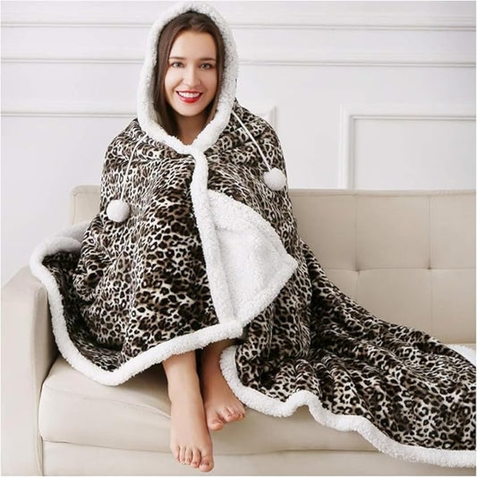 Hooded Blanket with Ultra Soft Sherpa Throw