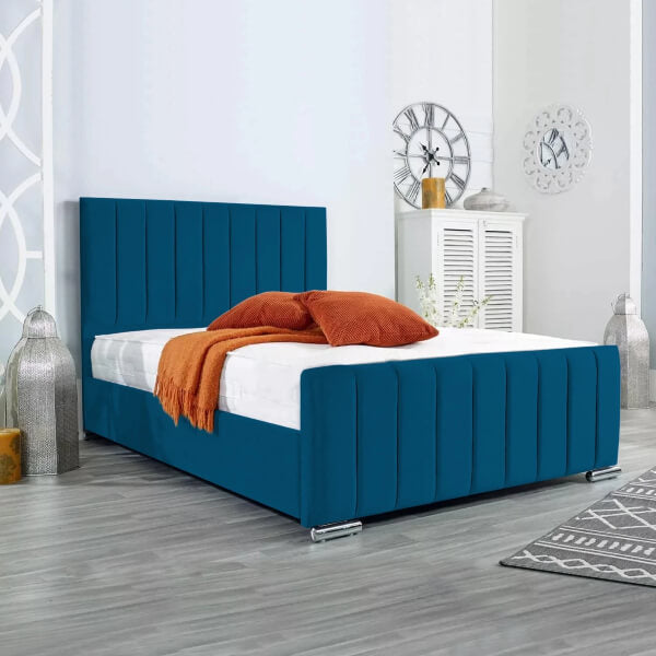 Panel Plush Velvet Upholstered Bed Frame 3ft 4ft6 Double 5ft King