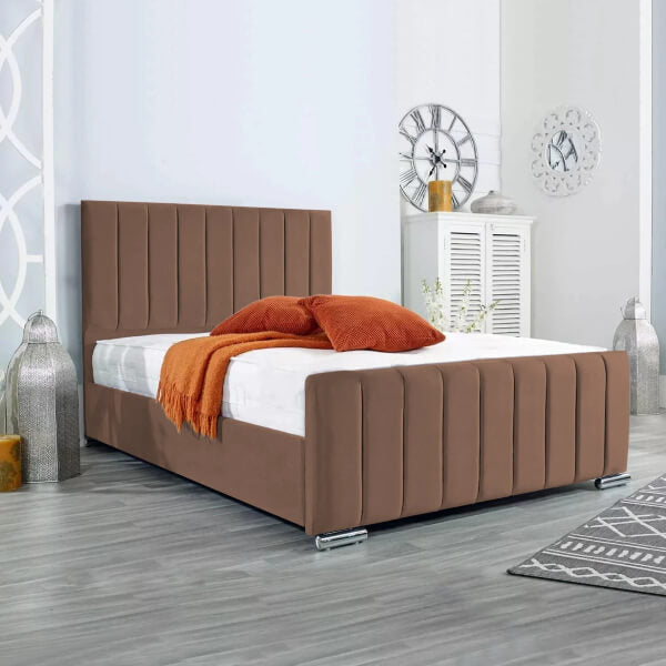 Panel Plush Velvet Upholstered Bed Frame 3ft 4ft6 Double 5ft King