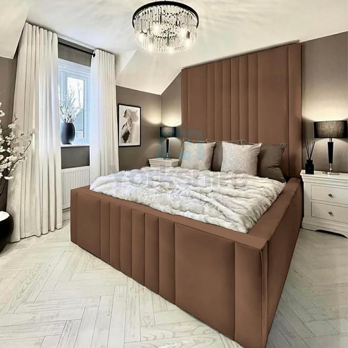 Luxury High Headboard Bed Ottoman