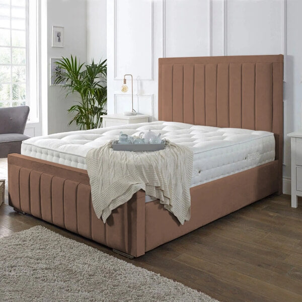 NEW OTTOMAN STORAGE PANEL PLUSH VELVET UPHOLSTERED BED FRAME DOUBLE & KING SIZE