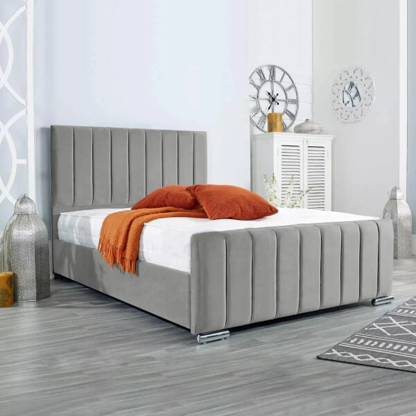 Panel Plush Velvet Upholstered Bed Frame 3ft 4ft6 Double 5ft King