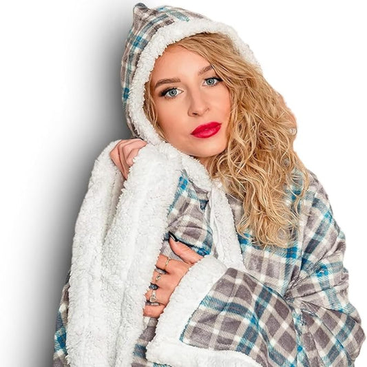Hooded Blanket with Ultra Soft Sherpa Throw