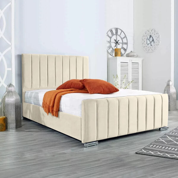 Panel Plush Velvet Upholstered Bed Frame 3ft 4ft6 Double 5ft King