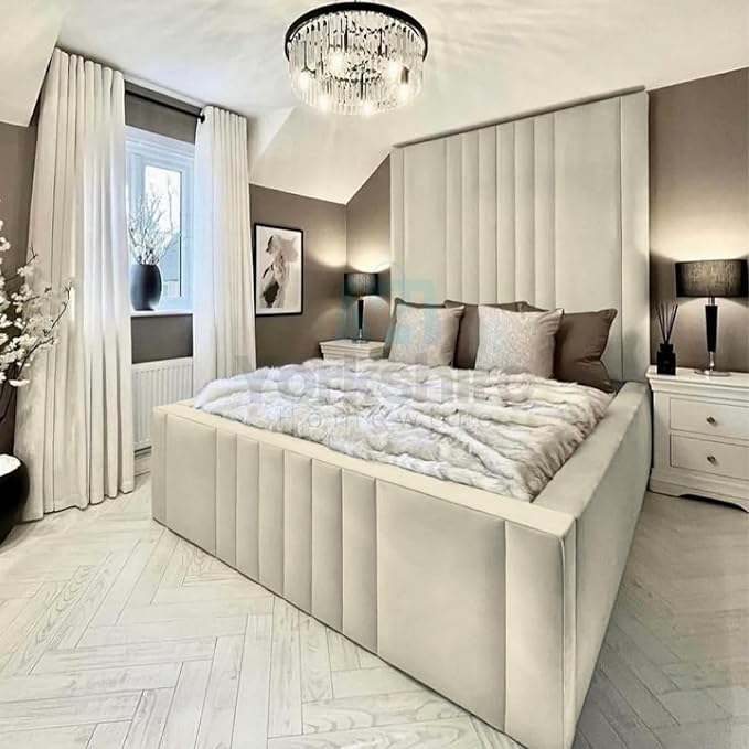 Luxury High Headboard Bed Ottoman