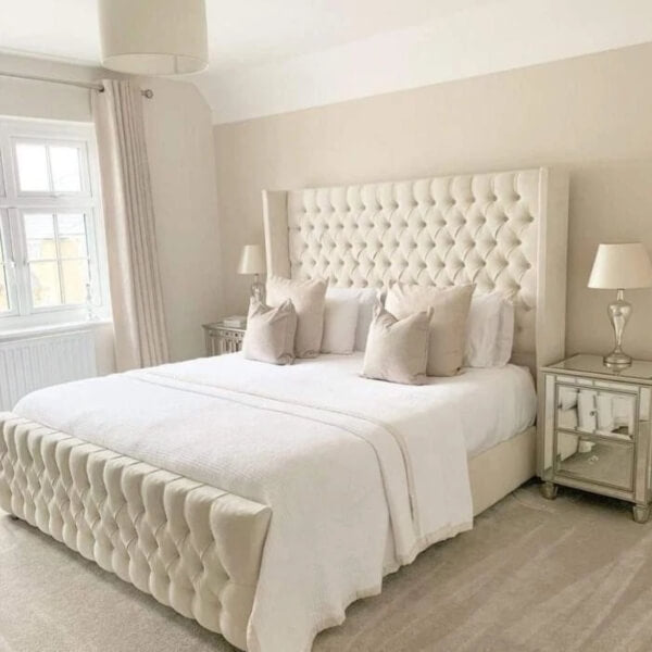 Osaka Chesterfield Ottoman Storage Gas Lift Winged Bed Frame Velvet Upholstered